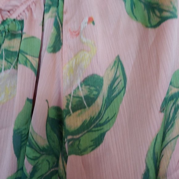 The Webster Miami silky flowy egret and folIage oversize knee length dress - Picture 3 of 12